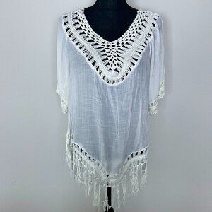 Vivid white cover-up top Size 1X